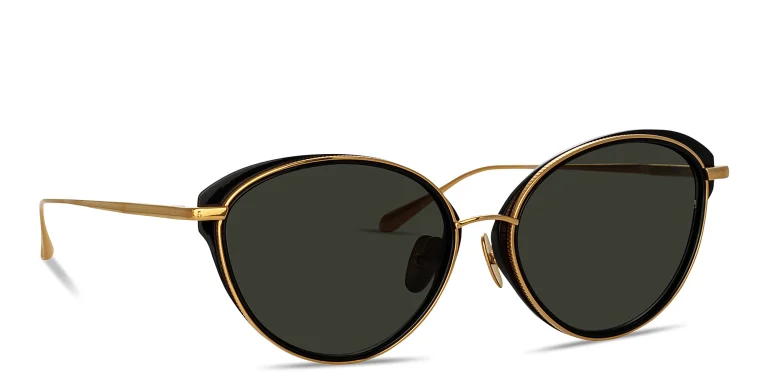 Shop LINDA FARROW Song Cat-Eye Sunglasses in Gold online.