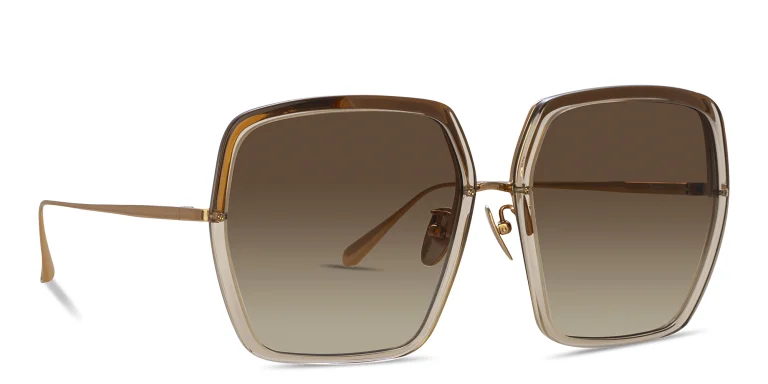 Shop LINDA FARROW Syan Oversized Square Sunglasses in Brown online.
