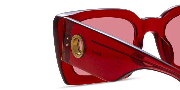 Shop LINDA FARROW Nieve Rectangle Sunglasses in Red online.