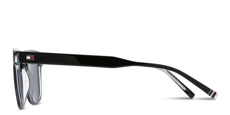 Shop Tommy Hilfiger Flag Logo Square Sunglasses in Black online.