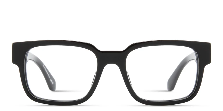 Shop OFF WHITE Logo Signature Unisex Square Eyeglasses in Black online.