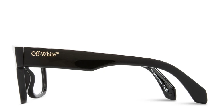 Shop OFF WHITE Logo Signature Unisex Square Eyeglasses in Black online.