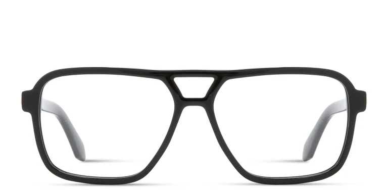 Shop OFF WHITE Arrows Logo Unisex Wide Aviator Eyeglasses in Black online.