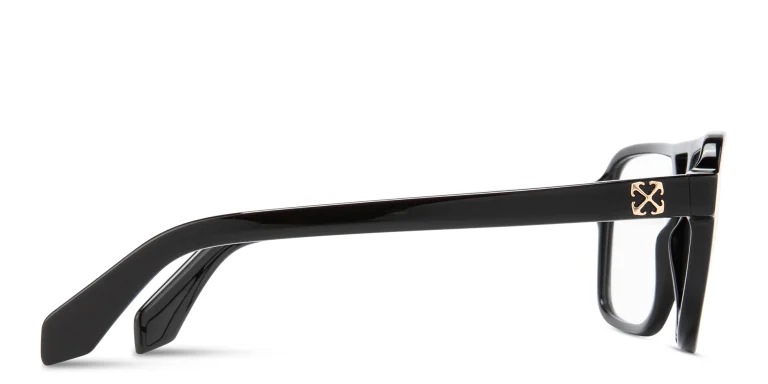 Shop OFF WHITE Arrows Logo Unisex Wide Aviator Eyeglasses in Black online.