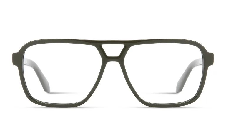 Shop OFF WHITE Arrows Logo Unisex Wide Aviator Eyeglasses in Green online.