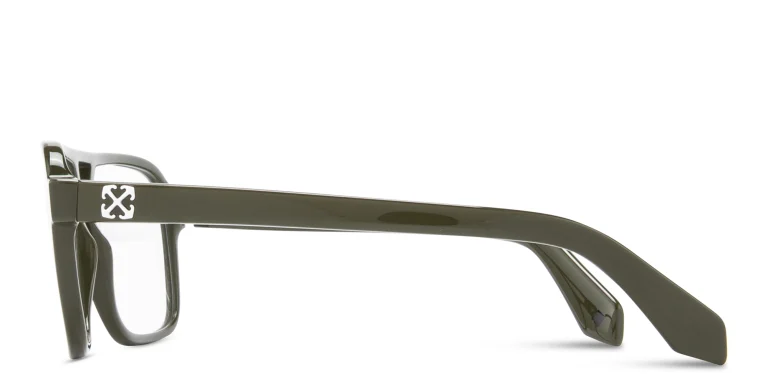 Shop OFF WHITE Arrows Logo Unisex Wide Aviator Eyeglasses in Green online.