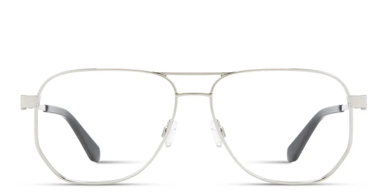 Shop OFF WHITE Arrows Logo Unisex Wide Aviator Eyeglasses in Silver online.