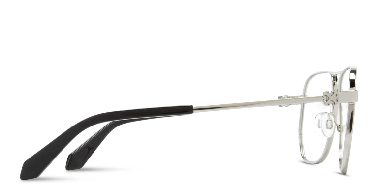 Shop OFF WHITE Arrows Logo Unisex Wide Aviator Eyeglasses in Silver online.