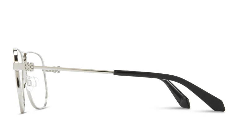 Shop OFF WHITE Arrows Logo Unisex Wide Aviator Eyeglasses in Silver online.