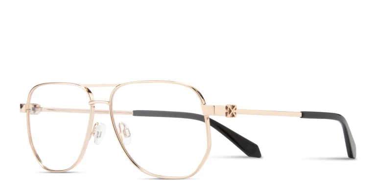 Shop OFF WHITE Arrows Logo Unisex Wide Aviator Eyeglasses in Gold online.