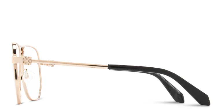 Shop OFF WHITE Arrows Logo Unisex Wide Aviator Eyeglasses in Gold online.