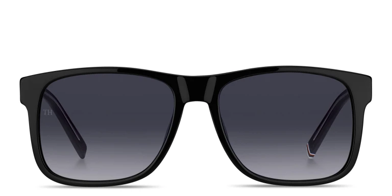 Shop Tommy Hilfiger Logo Rectangle Sunglasses in Black online.