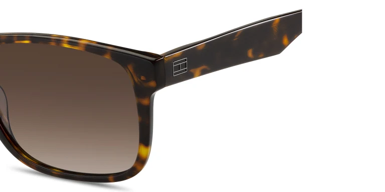 Shop Tommy Hilfiger Logo Rectangle Sunglasses in Brown online.
