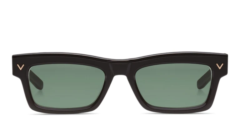 Shop VALENTINO V-Sharp Unisex Rectangle Sunglasses in Black online.
