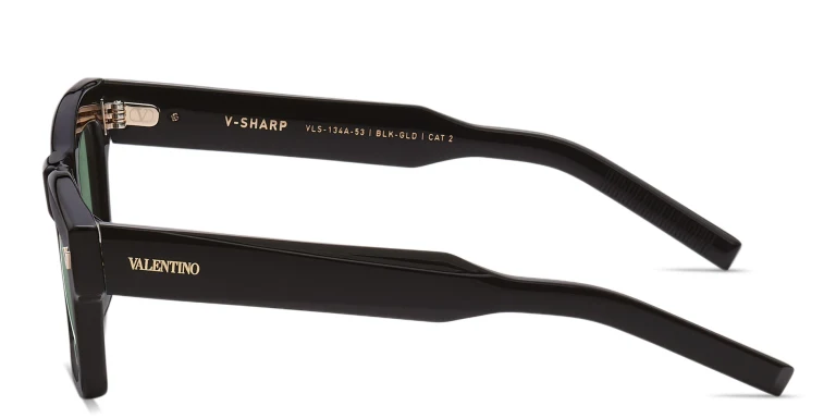 Shop VALENTINO V-Sharp Unisex Rectangle Sunglasses in Black online.
