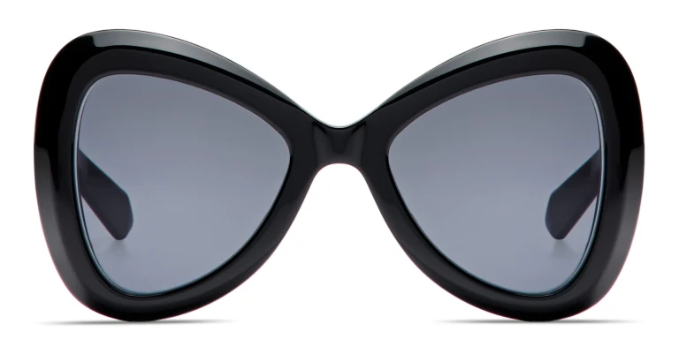 Shop VALENTINO V-Gold III Oversized Irregular Sunglasses in Black online.