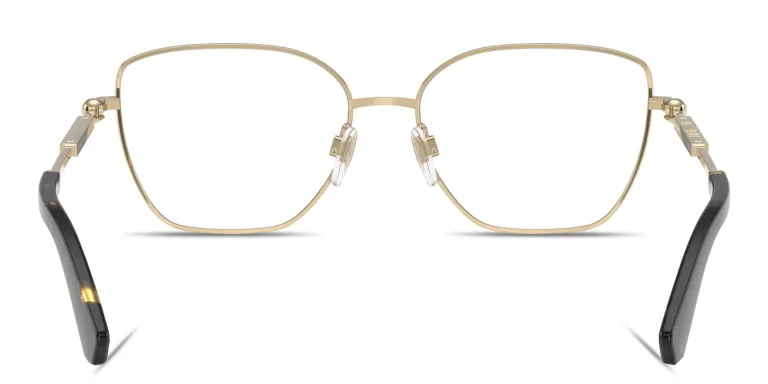 Shop BURBERRY Logo-Engraved Cat-Eye Eyeglasses in Gold online.