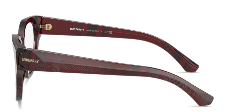 Shop BURBERRY Shield Facet Panthos Eyeglasses in Red online.