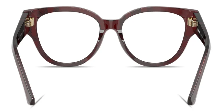 Shop BURBERRY Shield Facet Panthos Eyeglasses in Red online.