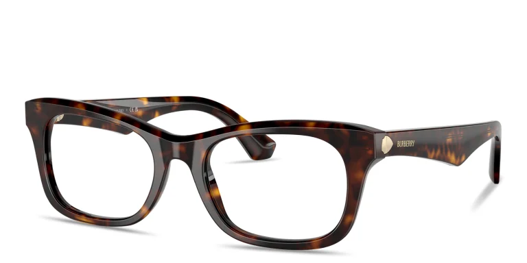 Shop BURBERRY Shield Hinge Rectangle Eyeglasses in Havana online.