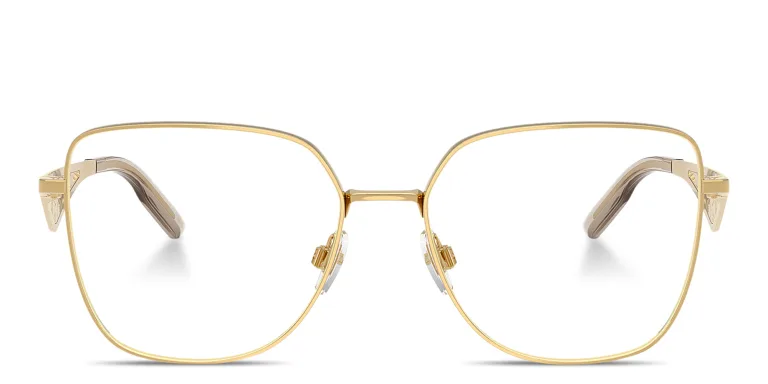 Shop Dolce & Gabbana Wide Square Eyeglasses in Gold online.