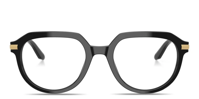 Shop Dolce & Gabbana Engraved Logo Panthos Eyeglasses in Black online.