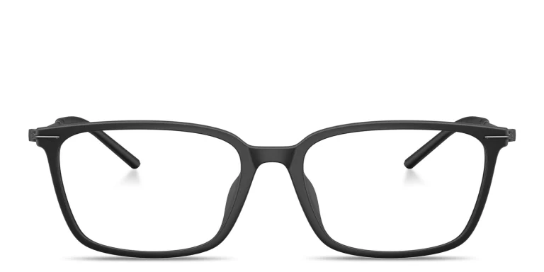 Shop Moncler Logo Signature Unisex Wide Rectangle Eyeglasses in Black online.
