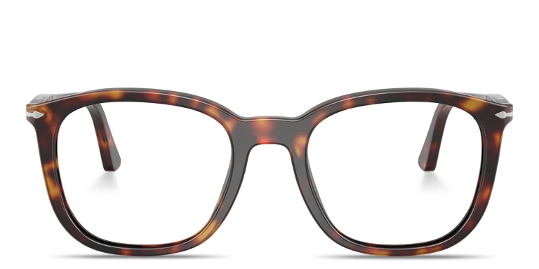 Shop PERSOL Arrow Emblem Unisex Square Eyeglasses in Havana online.