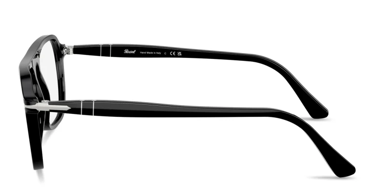 Shop PERSOL Jacques Unisex Square Eyeglasses in Black online.