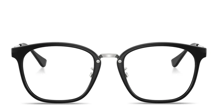 Shop Ray-Ban Logo-Engraved Unisex Square Eyeglasses in Black online.