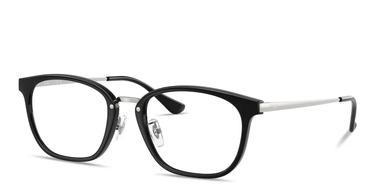 Shop Ray-Ban Logo-Engraved Unisex Square Eyeglasses in Black online.