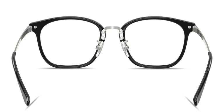 Shop Ray-Ban Logo-Engraved Unisex Square Eyeglasses in Black online.
