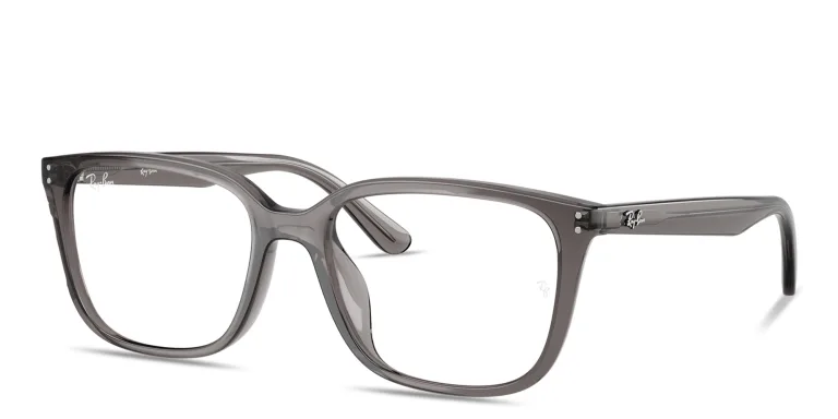 Shop Ray-Ban Embossed Logo Unisex Wide Square Eyeglasses in Grey online.