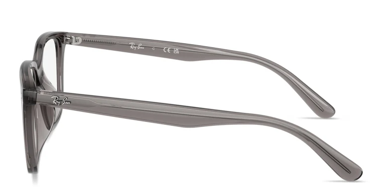 Shop Ray-Ban Embossed Logo Unisex Wide Square Eyeglasses in Grey online.
