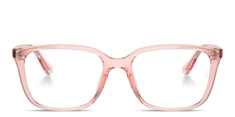 Shop Ray-Ban Embossed Logo Unisex Wide Square Eyeglasses in Pink online.