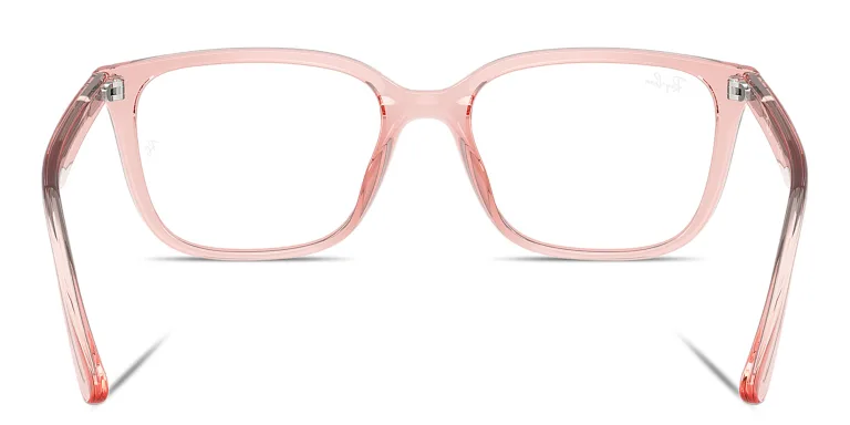 Shop Ray-Ban Embossed Logo Unisex Wide Square Eyeglasses in Pink online.