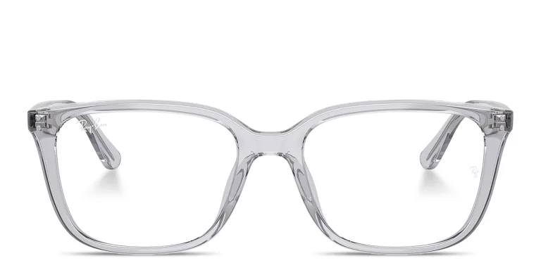 Shop Ray-Ban Embossed Logo Unisex Wide Square Eyeglasses in Grey online.