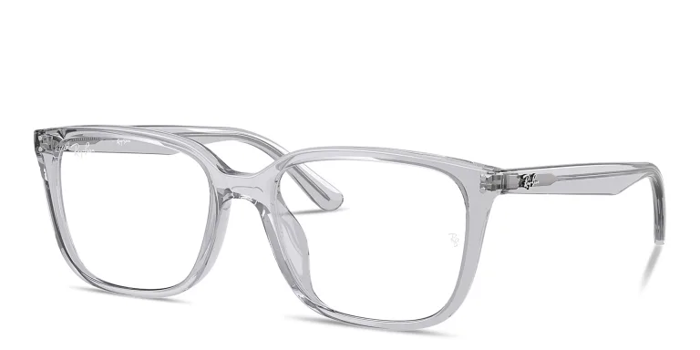 Shop Ray-Ban Embossed Logo Unisex Wide Square Eyeglasses in Grey online.