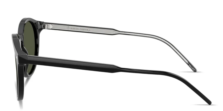 Shop Armani Exchange Logo Engraved Panthos Sunglasses in Black online.