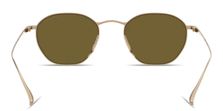 Shop GIORGIO ARMANI Engraved Logo Square Sunglasses in Gold online.