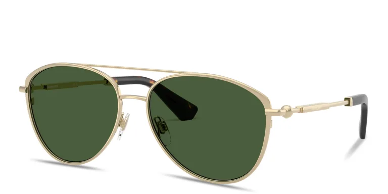 Shop BURBERRY Metal Logo Unisex Pilot Sunglasses in Gold online.