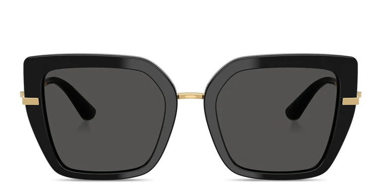 Shop Dolce & Gabbana DG Motif Butterfly Sunglasses in Black online.