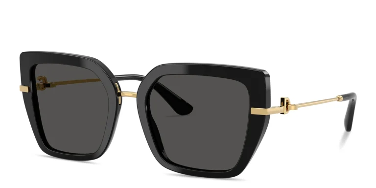 Shop Dolce & Gabbana DG Motif Butterfly Sunglasses in Black online.