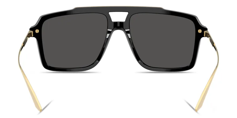 Shop Dolce & Gabbana Engraved Logo Pilot Sunglasses in Black online.