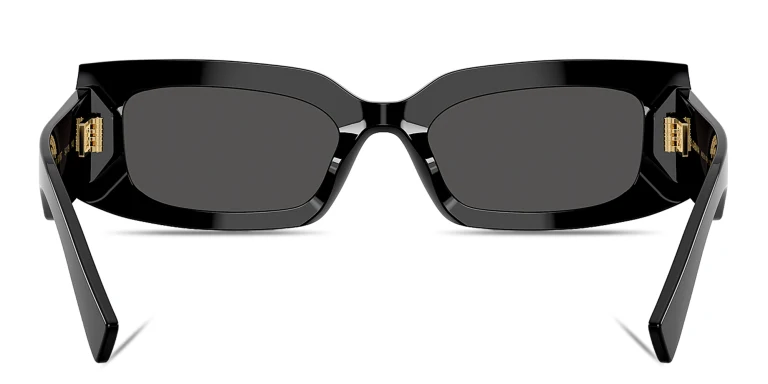 Shop Dolce & Gabbana Engraved Logo Rectangle Sunglasses in Black online.