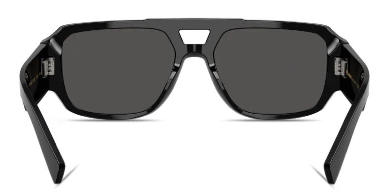 Shop Dolce & Gabbana Engraved Logo Aviator Sunglasses in Black online.