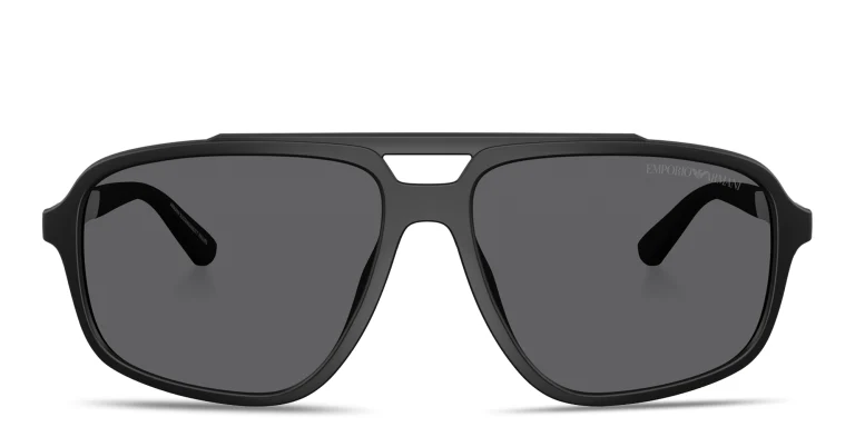 Shop Emporio Armani Modern Pilot Sunglasses in Black online.