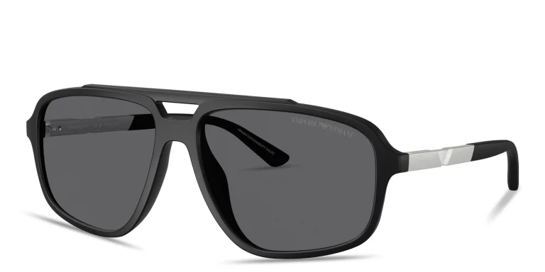 Shop Emporio Armani Modern Pilot Sunglasses in Black online.