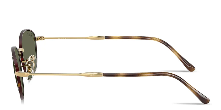 Shop Ray-Ban Logo-Engraved Irregular Sunglasses in Havana online.