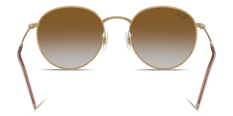 Shop Ray-Ban Round Reverse Unisex Panthos Sunglasses in Gold online.